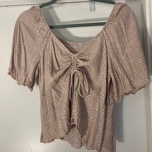 Nordstroms top - beige polka dots size S